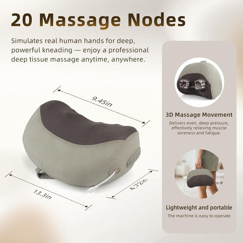 Shiatsu Back Massager with Heat, Neck Pillow for Pain Relief, Shoulder and Lumbar Support Cushion, Cervical Massage Pad