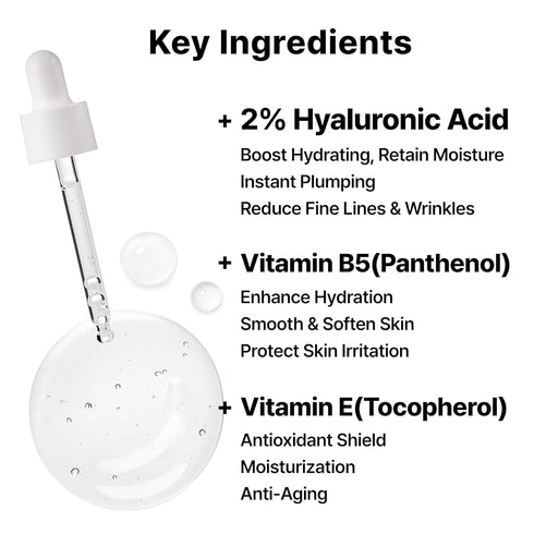 2% Hyaluronic Acid Serum with Vitamin B5 (1Fl Oz) - Intense Hydrating Serum for Moisturizing and Anti-Aging