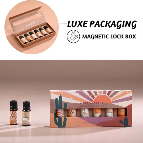 Folkulture Fragrance Oils for Diffuser - Set of 6 Essential Oils for Home - Gift Box