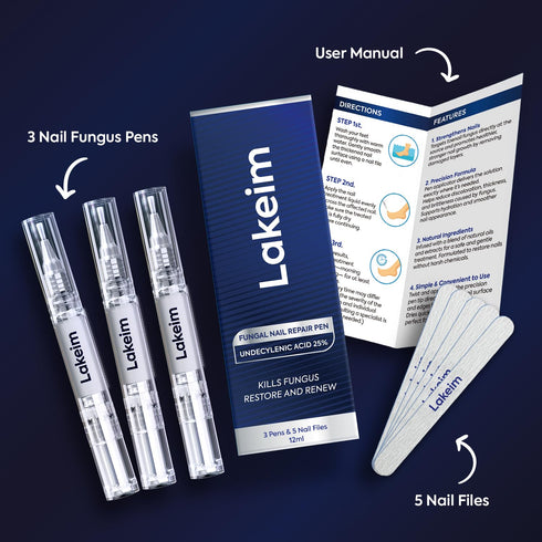 Lakeim 25% 3 5 Toenail Fungus Treatment Extra Strength: Undecylenic Acid & Tea Tree Oil - Repairs Yellow Thick Brittle