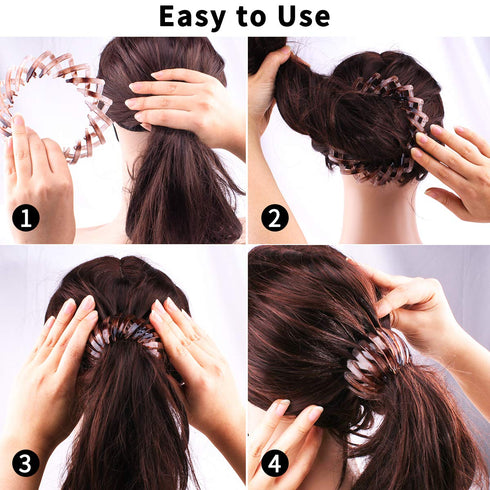 TOBATOBA Bun Maker Clip, 3 Pcs Bird Nest Hair Clips for Women, Expandable Ponytail Holder Hair Accessories