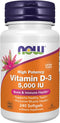 NOW Supplements Vitamin D-3 5,000 IU, 240 Softgels - High Potency Structural Support