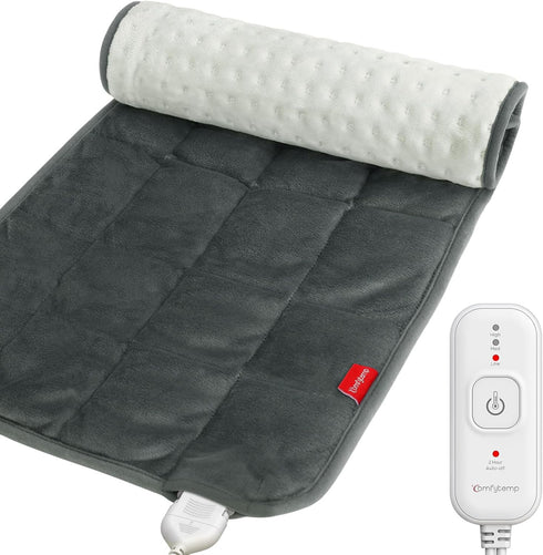 Comfytemp Weighted Heating Pad for Back & Cramps, 2.2lb Electric Neck Shoulder Heat Pad, 12x24, Washable, 2H Auto-Off,