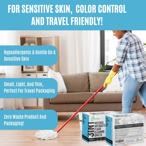 90 Pcs All Natural Floor Cleaner Sheets - Biodegradable and Dissolvable Multipurpose Mopping Soap Detergent Strips