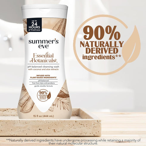 Summers 15 oz Eve Essential Botanicals Daily Feminine Wash, Coconut Aloe, Gentle pH-Balanced Body Wash for Women