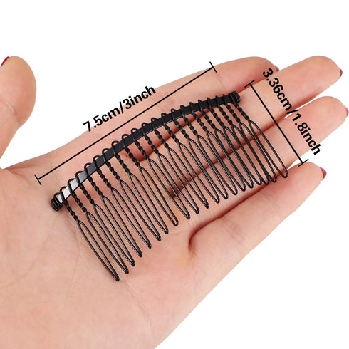 Hicarer 5 Pcs Black Metal Wire Hair Combs, 20 Teeth Twist Bridal Wedding Veil Combs