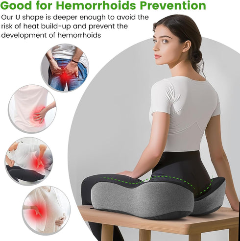anzhixiu Wheelchair Seat Cushion, Deep U Relieve Sciatica, Back, Coccyx, Hemorrhoids Pain- Slope Curve Office Chair