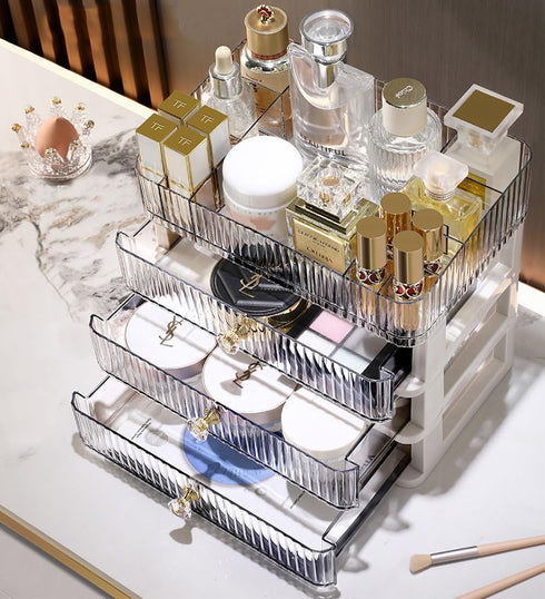 MIUOPUR Makeup Organizer with 3 Large Drawers, Ideal for Bathroom and Bedroom Vanity Storage