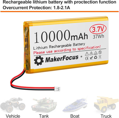 MakerFocus 3.7V LiPo Battery 10000mAh Lithium Rechargeable with Integrated Protective Board for Raspberry Pi