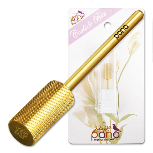 PANA Professional 3/32" Shank Size - Flat Top Large Barrel Gold Carbide Bit, Extra Fine Grit