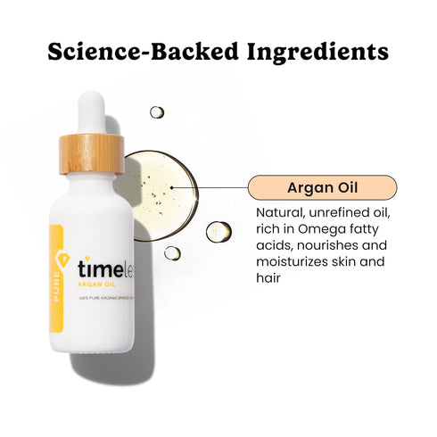 Timeless Skin Care Argan Oil - 100% Pure for Face & Hair Care - Fragrance-Free, 1 oz - For Dry Skin