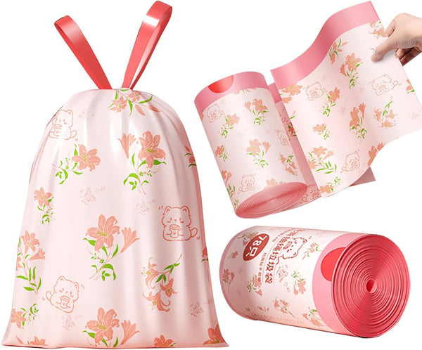 YIHUANYIFA 4 Gallon Small Trash Bags 156pcs Tearing-Free Drawstring for Bathroom Office Home