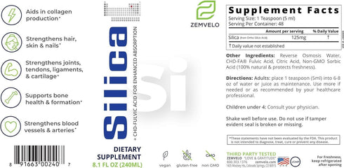 Liquid Ionic Silica for Hair, Skin & Nails Nutrition, 8 oz, 48 Day Supply