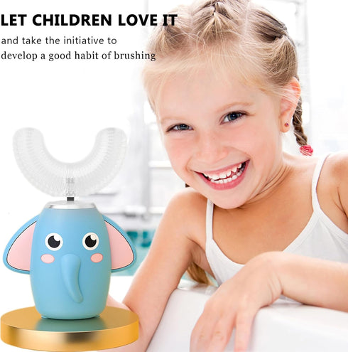SNOWROSE 8 IPX7 2-12 Pcs Soft Bristles Kids Toothbrushes and Kids Electric Toothbrush U-Shaped Ultrasonic Waterproof