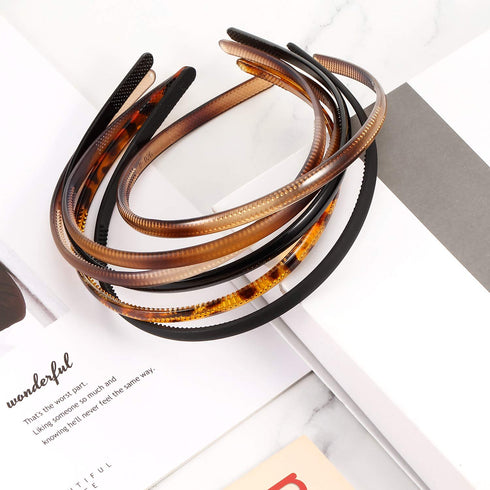 WILLBOND 6 Pieces Plastic Plain Headbands, Teeth Comb Headbands, Skinny DIY Hair Bands for Women