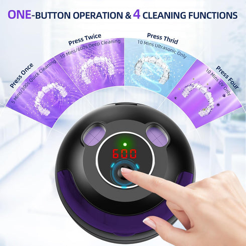 Ultrasonic Retainer Cleaner Machine for Dentures, Mouth Guards, Braces, Toothbrush Heads, Jewelry, 200ML Capacity,