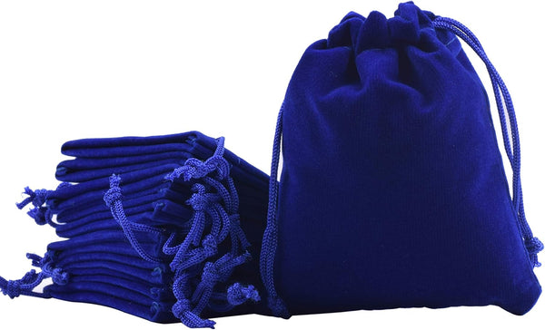 Sansam 20pcs Royal Blue Velvet Drawstring Bags for Jewelry, Gift, Wedding Favors, 5.2x7.2''