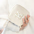 Cute Monogram Personalized Initial Makeup Bag, Cosmetic Pouch for Women, Birthday Gifts for Her, Letter K, Beige