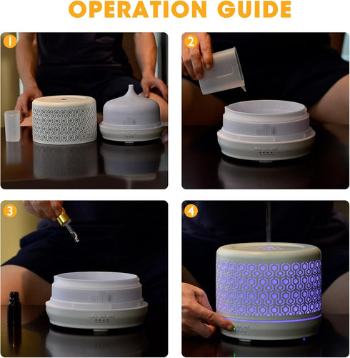kakoda 500ML Large Essential Oil Aromatherapy Diffuser for Home Bedroom Metal Hollow Decorative Room Ultrasonic Air