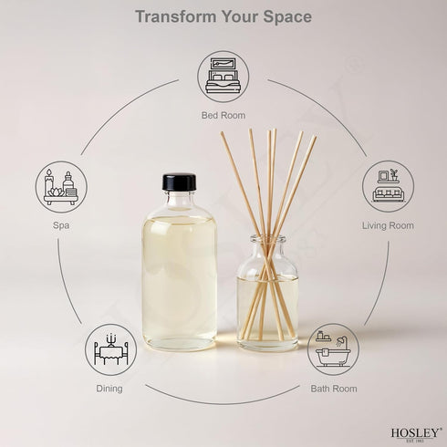 Set 4 200ml Hosley of Vanilla Almond Reed Diffuser Refill Oil, Each - Ideal for Bathroom Decor, Enhance Home Decor