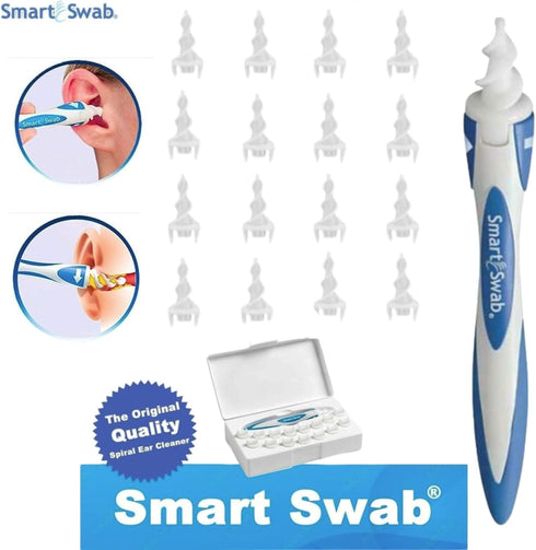 Smart Swab - Spiral Ear Cleanser - Earwax Remover Tool with 16 Replaceable Tips
