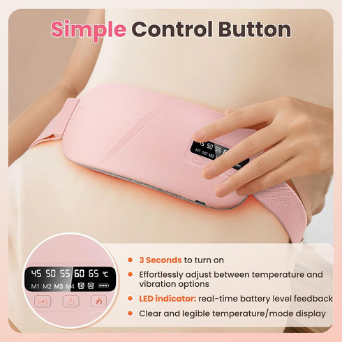 Kobzipanda 5 4 Electric Heating Pad for Lower Back Pain - Rechargeable Lower Back Heat Wrap with Heat & Massage Modes