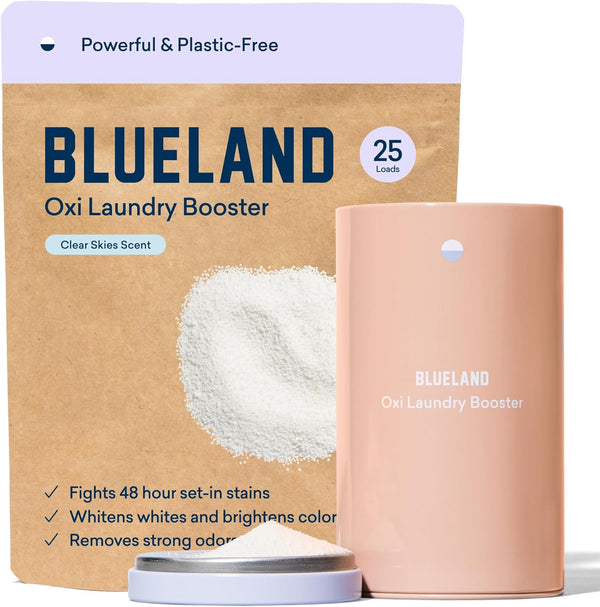 BLUELAND Oxi Laundry Booster Powder Starter Set, Eco Friendly Oxy Cleaner, Plant Based Stain Remover, 17.6oz