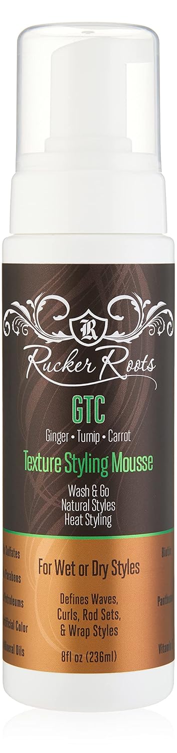 Rucker Roots Texture Styling Mousse for Natural Styles, Wash & Go, Wet or Dry Styles, Heat Styling