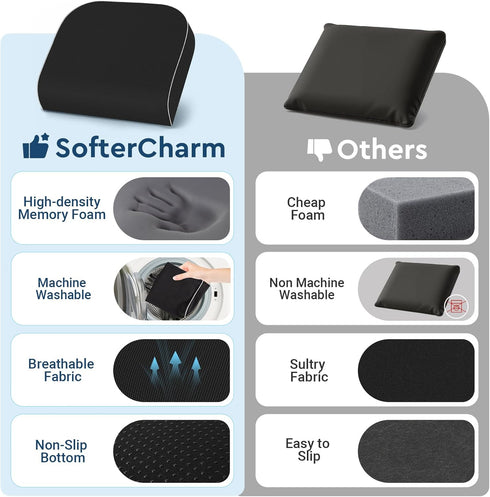 SofterCharm Tailbone, Seat Cushion, Memory Foam Office Chair Cushions for Long Sitting Hours, Chair Pad for Sciatica