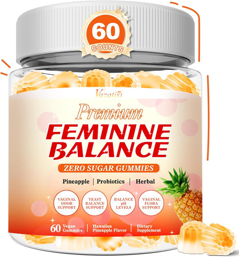 Vazatisi Sugar Free Feminine Balance Gummies for Women - Pineapple Gummies for Women