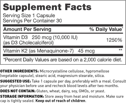 Amy Myers MD Vitamin D3 K2 10000 IU, Vitamin K2 MK-7 45 Mcg, Supports Immune Function, Energy Levels & Positive Mood,