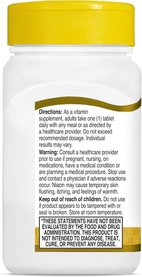 21st Century Niacin 500 mg Prolonged Release Tablets, 100 Count