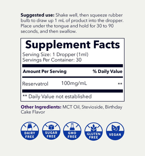 Nanoceutical Solutions Nano Liquid Resveratrol Supplement for Brain & Heart Health, Ultra-Efficient Absorption (30