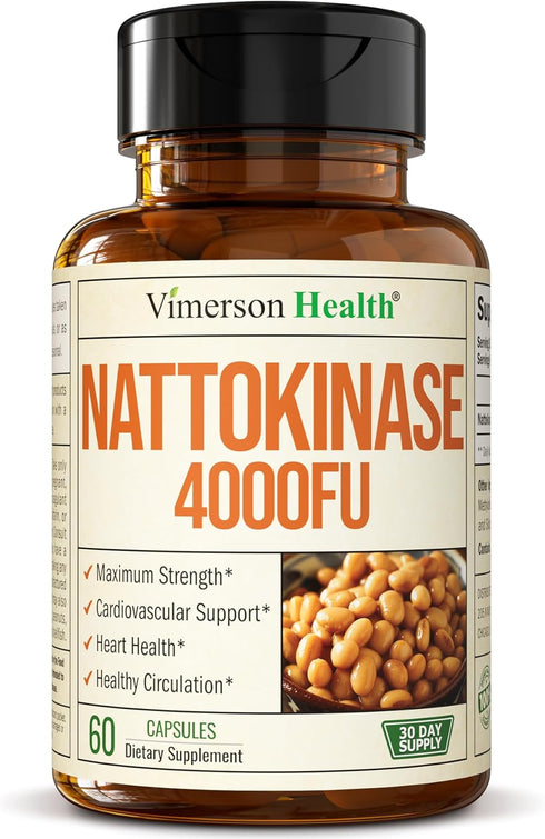 Nattokinase Supplement, 4000 FU, 60 Capsules - Japanese Natto Superfood for Balanced Circulation & Heart Health