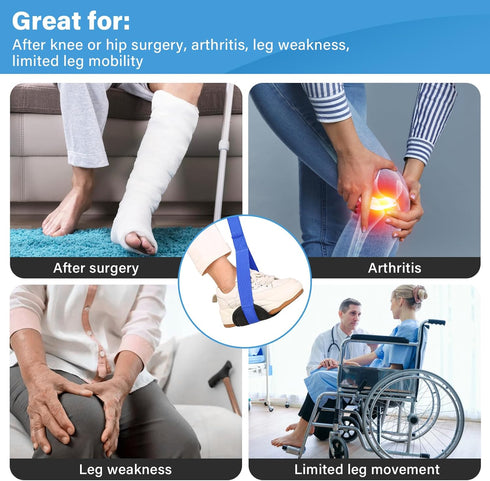 HOOMTREE 39 Inch Long Leg Lifter Strap with Padded Handgrips and Foot Loop,Rigid Leg Lifter Hip&Knee Replacement
