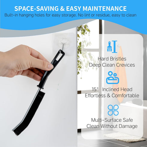 zffkz 3 23cm Pcs Crevice Cleaning Brush, Toilet Brush - Non-Slip Grip, All-Surface Safe (Tile, Glass, Car) - Bathroom