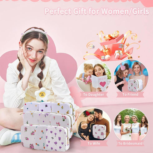 Teircno 2-Pack Period Bag for Women Girls, Portable Corduroy Sanitary Napkin Storage Bag Period Pouch Small Coin Purse