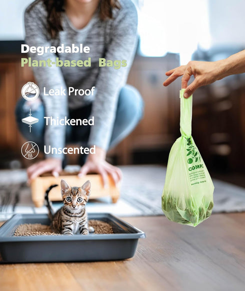 AYOTEE 1.6-2 Gallon Compostable Trash Bags, 50 Count Mini Biodegradable Kitchen Food Scrap Waste Bags with Handle Tie