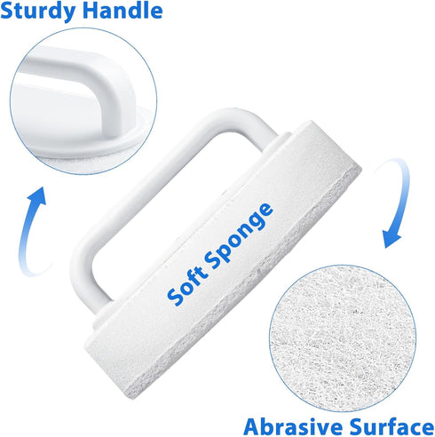 Handle Bath Tub Scrubber, Non Scratch Bathroom Scouring Pad, Heavy Duty Cleaning Sponge Scrub, 2 PCS