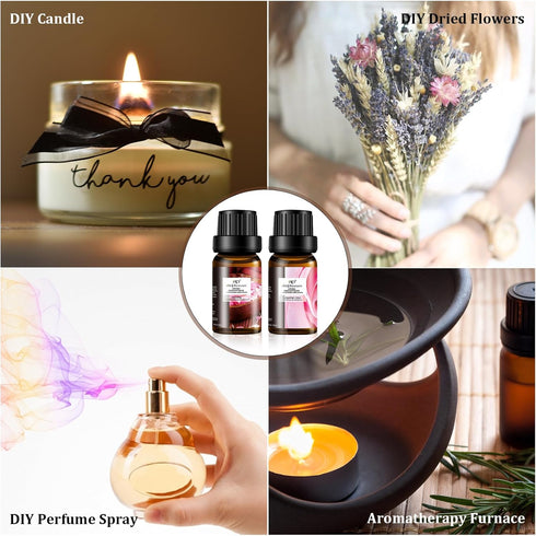 Floral Essential Oil Set - 6x10ml Aromatherapy Gift Kit for Diffuser, Humidifier, DIY Candle