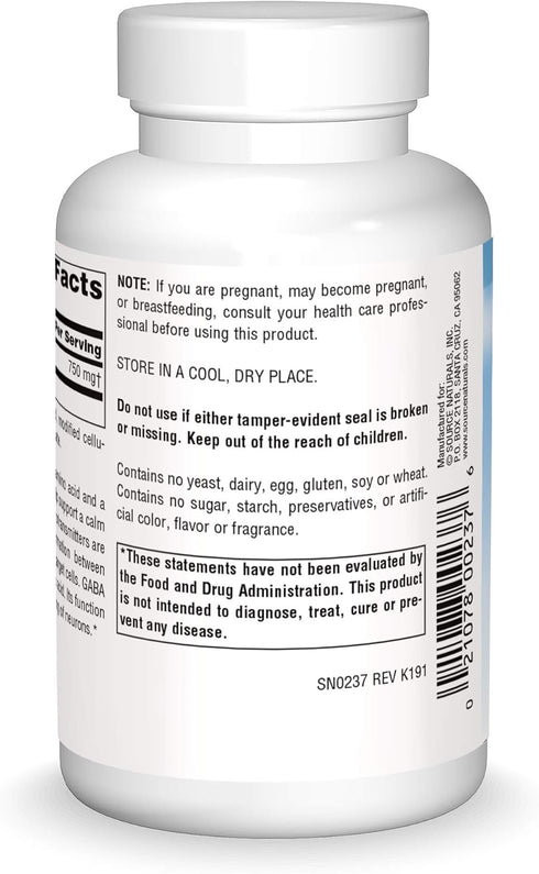Source Naturals Serene Science GABA, for a Calm Mind, 750mg - 45 Tablets