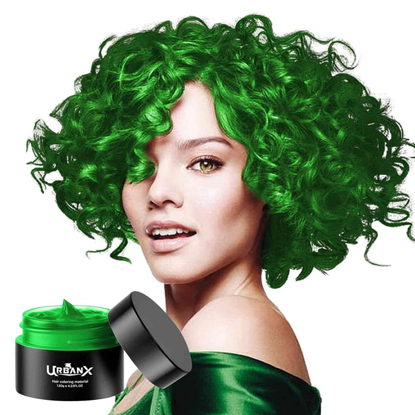 UrbanX Washable Hair Coloring Wax - Unisex Color Dye Styling Cream, Temporary Pomade for Party Cosplay (Green)