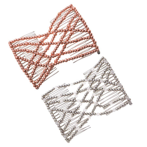 Ruihfas 2 Pcs Magic Beading Easy Stretching Hair Combs Double Clips Hair Styling Accessories for Women Girls
