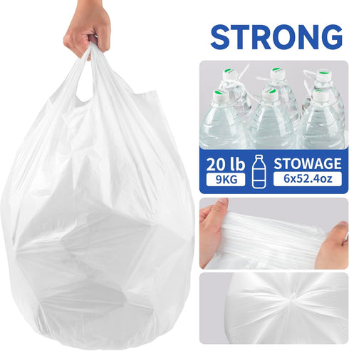 Pets,6 50 Count Small Trash Bags with Handles - Ocean Plastic Upcycling - Plastic Garbage Bags, Can Bin & Waste Basket