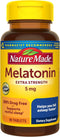 Nature Made Melatonin 5mg Tablets, Extra Strength, 90 Tablets, 100% Drug Free Sleep Aid