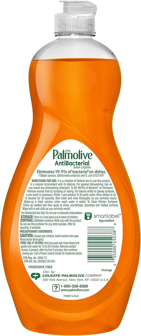 Palmolive Ultra Antibacterial Liquid Dish Soap, Plant Based, 20 Ounce, 9 Pack