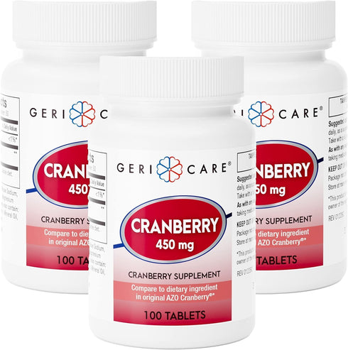 GeriCare Cranberry Supplement, 100 Tablets, 450 mg