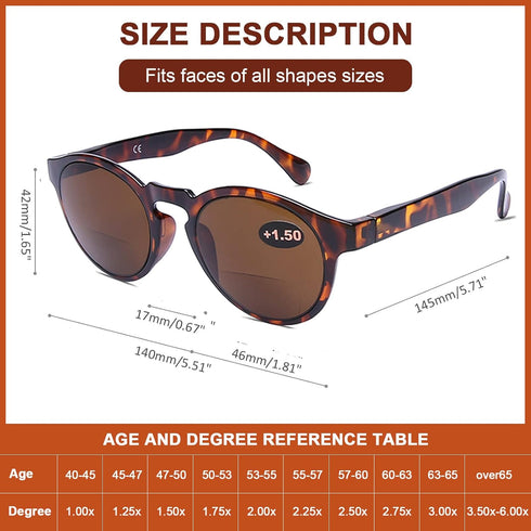 AQWANO 3 Pack Bifocal Reading Sunglasses, Fashion Bifocal Sun Readers for Women Men, 1.0