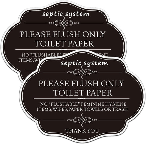 RAMIEYOO Designer Bathroom Signs Do Not Flush Rules for Septic System, Please Flush Only Toilet Paper, Great for Home,