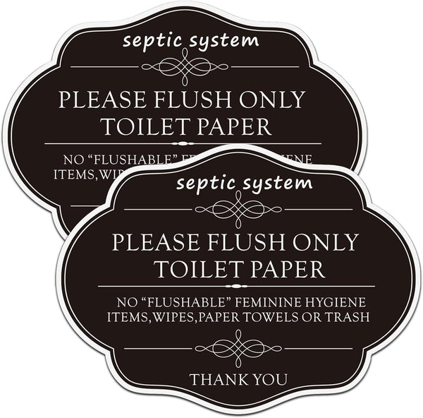 RAMIEYOO Designer Bathroom Signs Do Not Flush Rules for Septic System, Please Flush Only Toilet Paper, Great for Home,